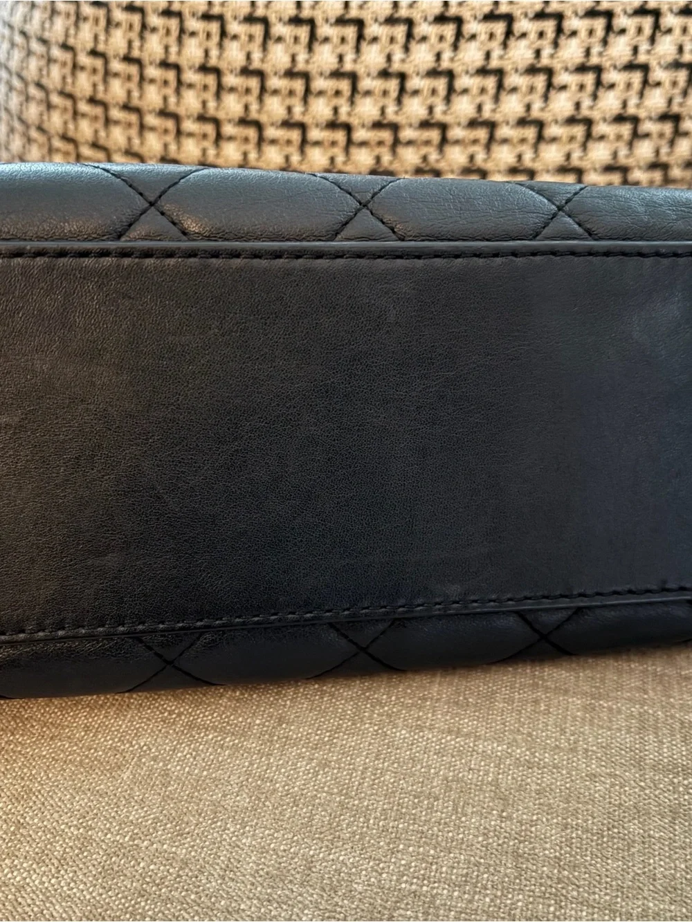 Michael Kors Black Quilted Leather Crossbody with Gold MK Charm